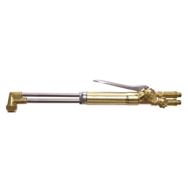 V Style Hand Cutting Torch, Cuts Upto 12 In, 21 In L, 90 Deg Head, Brass/SS